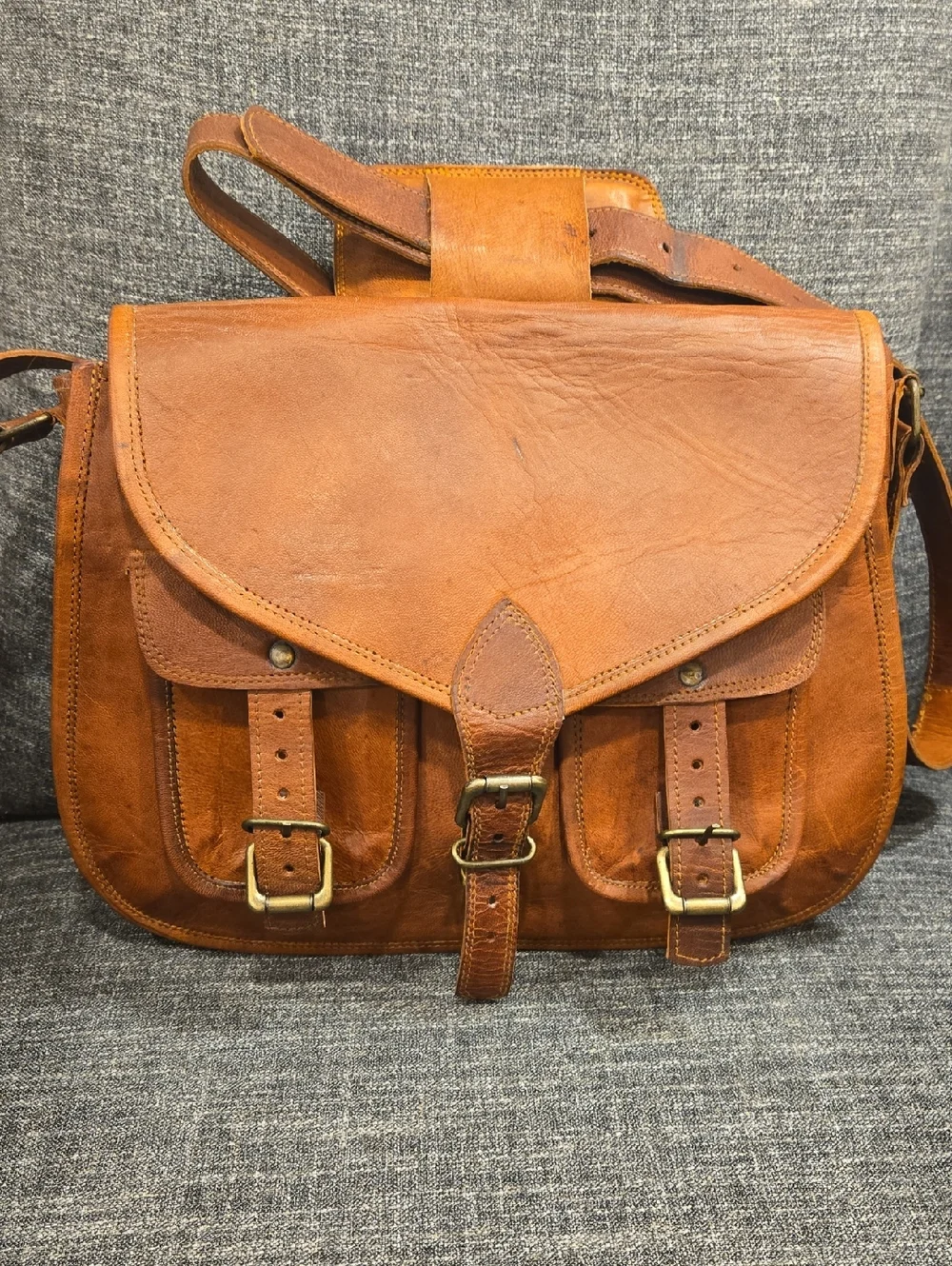 Komal's Passion Distressed Leather Messenger Bag